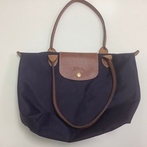 Longchamp le Pilage Eggplant Tote Small